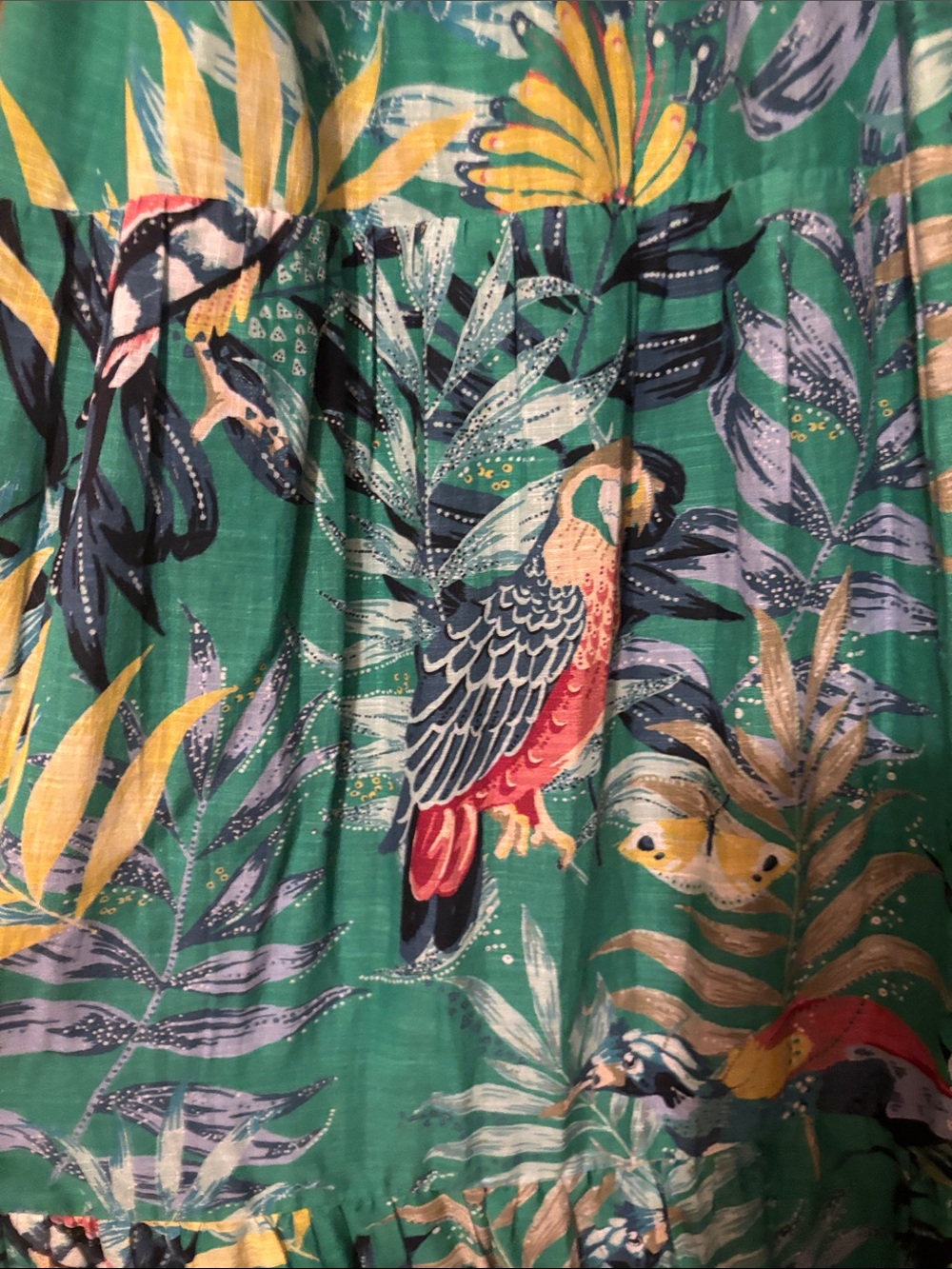 Anthropologie Maeve Sz Med Green Tropical Maxi Dress with Puff Sleeves - Picture 11 of 14